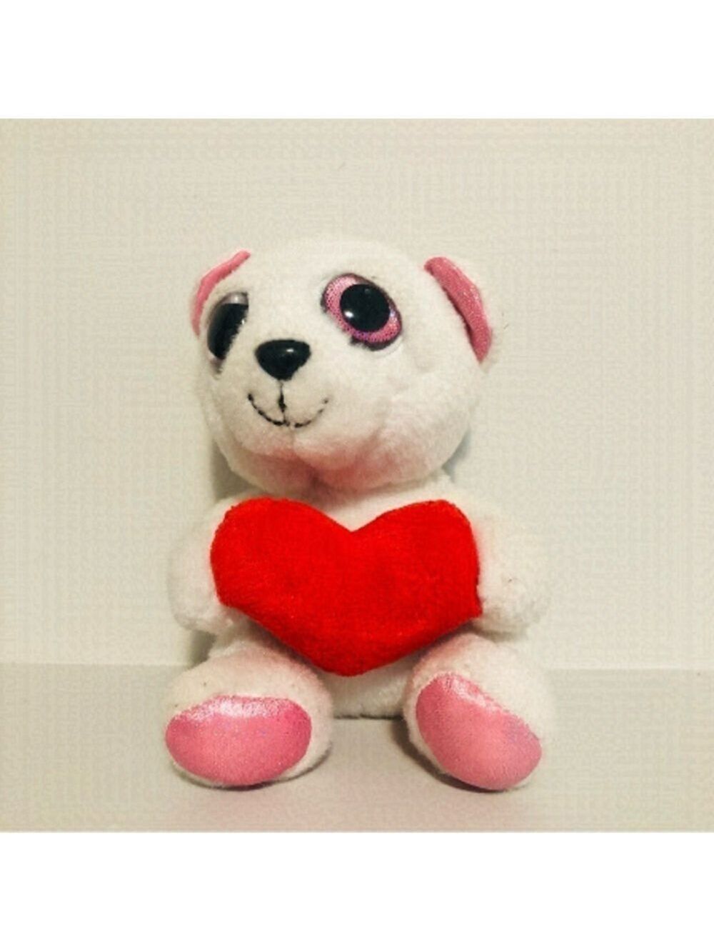 RUSS Bear Holding Heart Teddy Plush Valentines Stuffed Animal Pink